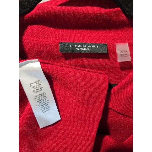 Tahari Women's Red Button-Front Cardigan Sweater Jacket – Size 1X - Picture 5 of 5